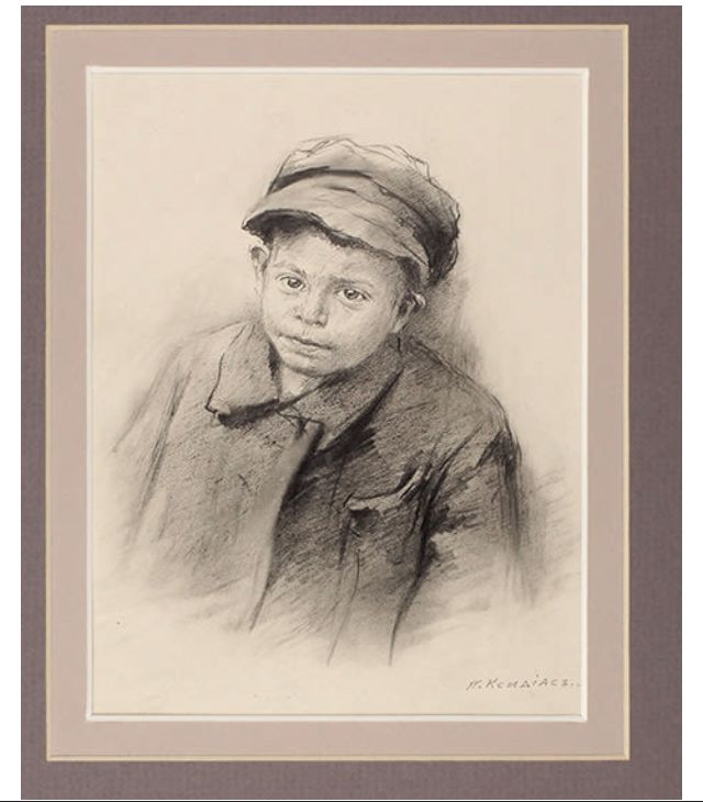 Ксидиас Перикл Спиридонович (1872–1942) «Мальчик». Конец XIX — начало ХХ века. Бумага, графитный и итальянский карандаш, 15×11,3 см (в свету). В правом нижнем углу авторская подпись. Художник, график, гравер. Является гравером первых советских марок. С 1889 по 1893 год учился в Академии художеств, был учеником И.П. Пожалостина. В 1891 году получил в натурном классе вторую и первую серебряные медали. В 1897 году за гравюру «Портрет А.Ф. Кокоринова» был удостоен звания художника. В 1906 году получил звание академика. Произведения П. Ксидиаса экспонировались на весенних выставках в Академии художеств, где он был членом Общества имени А.И. Куинджи. Большую часть творческой биографии художника занимает создание государственных денежных знаков и почтовых марок. Работал в Экспедиции заготовления государственных бумаг и Гознаке, впоследствии был его руководителем. Гравировал изображения на денежных знаках и почтовых марках, в том числе на первых марках РСФСР «Рука с мечом, разрубающим цепь».