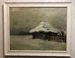 Козлов Ю. Н. (Любимый ученик и последователь Саврасова) «Зима в деревне» холст, масло. 43,8 х 57,5 см.